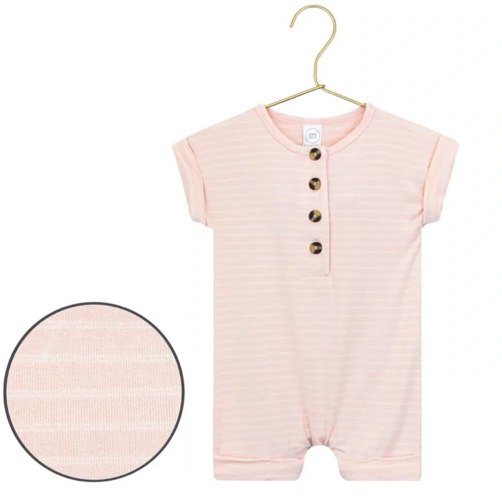 Lou Lou & Company Newborn Romper Mae Pink‎ White Stripe Shorts Romper